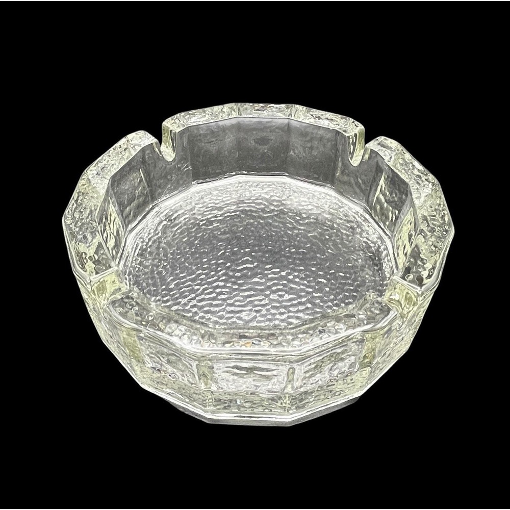 Vintage BLENKO Clear 6" Clear Pebble Grain Glass Ashtray Heavy